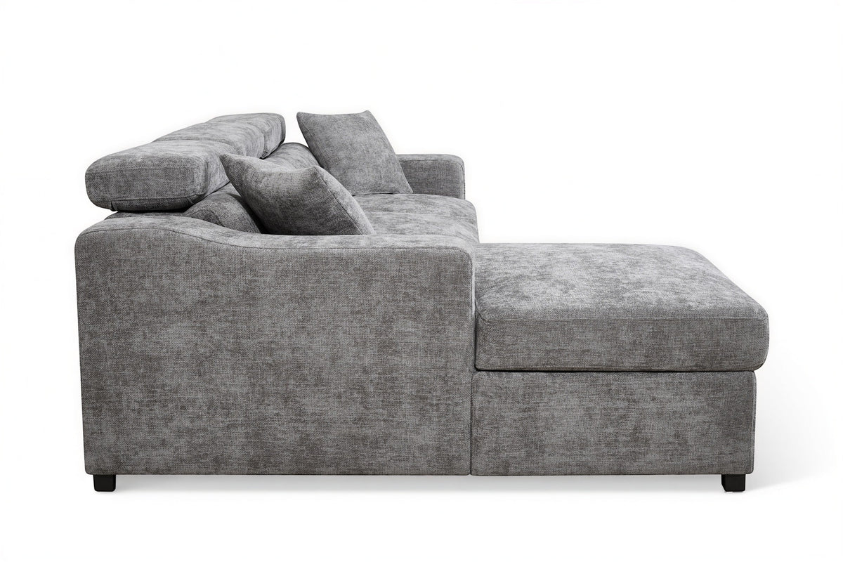 Arthur Dark Grey Chenille Fabric Corner Sofabed with Storage – Right Hand Side – gallery view 6