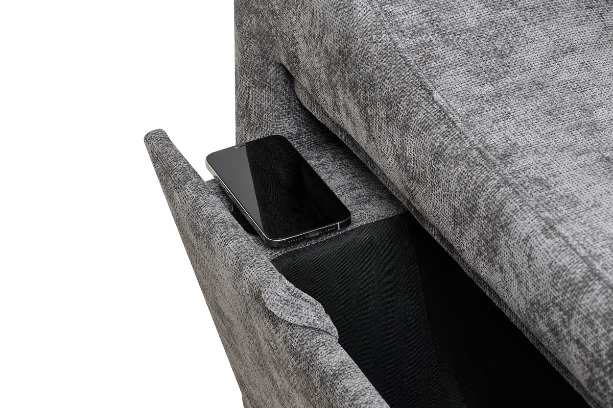 Arthur Dark Grey Chenille Fabric Corner Sofabed with Storage – Right Hand Side – gallery view 8