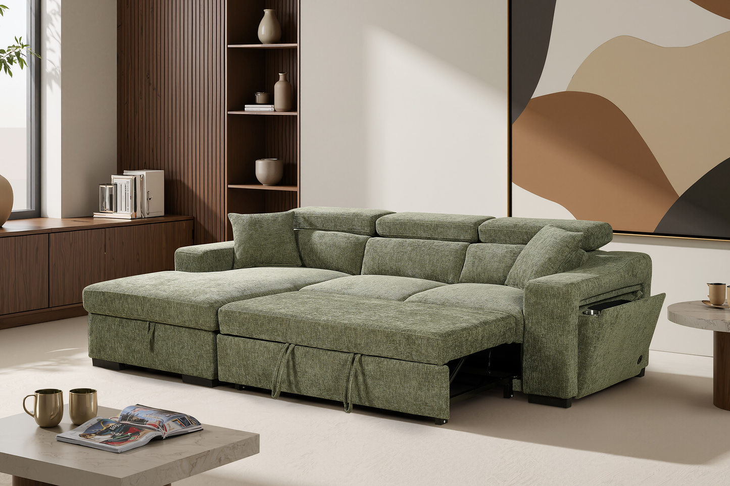 Arthur Green  Chenille Fabric Corner Sofabed with Storage