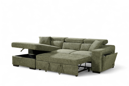 Arthur Green  Chenille Fabric Corner Sofabed with Storage