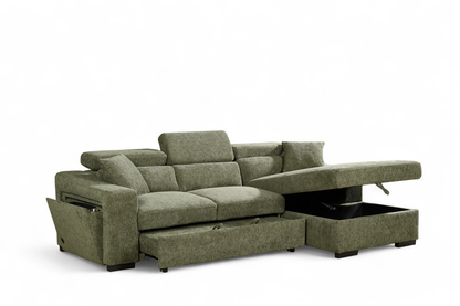 Arthur Green  Chenille Fabric Corner Sofabed with Storage