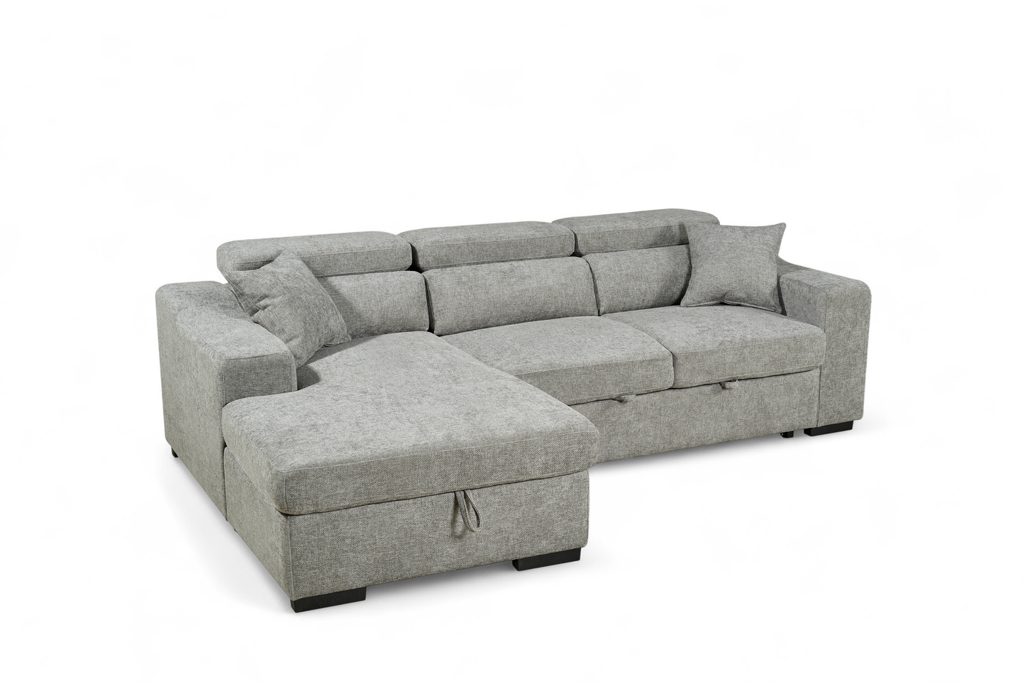 Arthur Grey Chenille Fabric Corner Sofabed with Storage