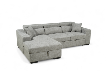 Arthur Grey Chenille Fabric Corner Sofabed with Storage
