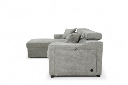 Arthur Grey Chenille Fabric Corner Sofabed with Storage