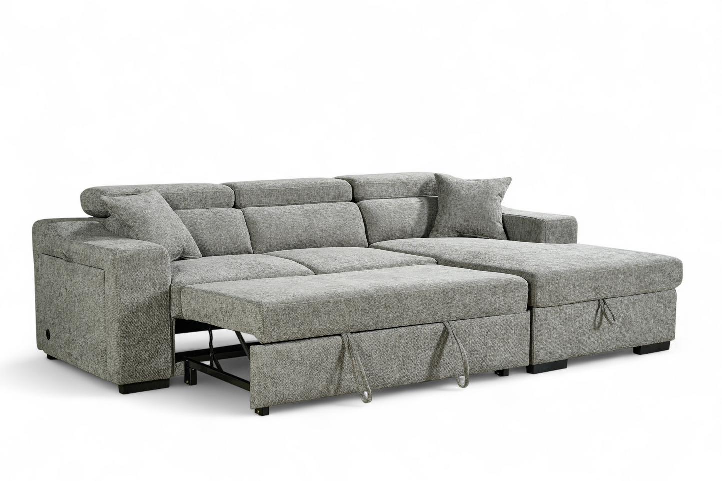 Arthur Grey Chenille Fabric Corner Sofabed with Storage