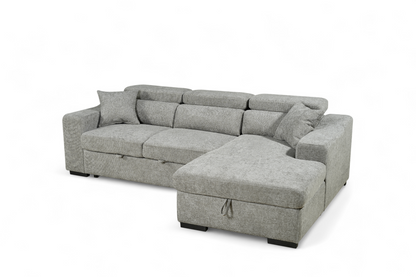 Arthur Grey Chenille Fabric Corner Sofabed with Storage