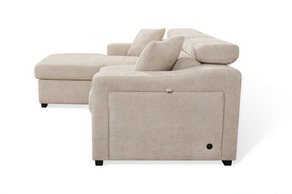 Arthur Light Beige Chenille Fabric Corner Sofabed with Storage – Left Hand Side – gallery view 6