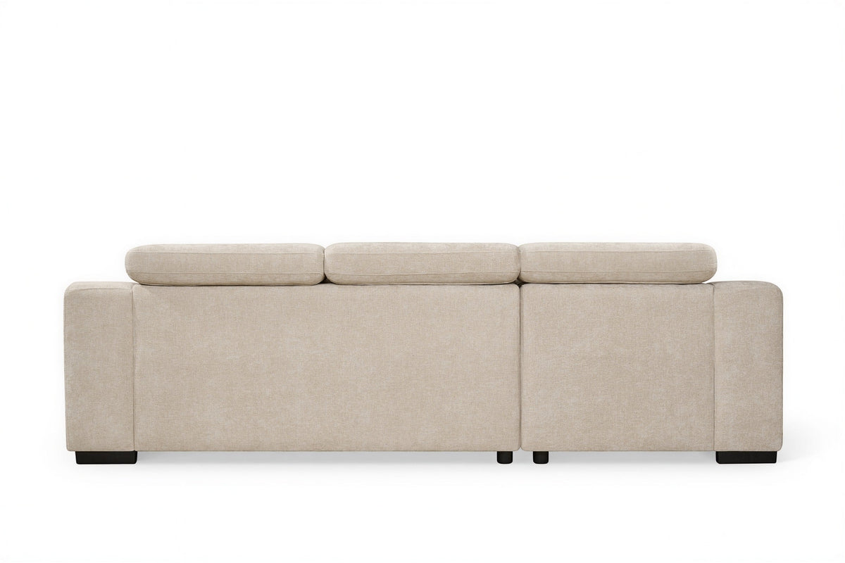 Arthur Light Beige Chenille Fabric Corner Sofabed with Storage – Left Hand Side – gallery view 7