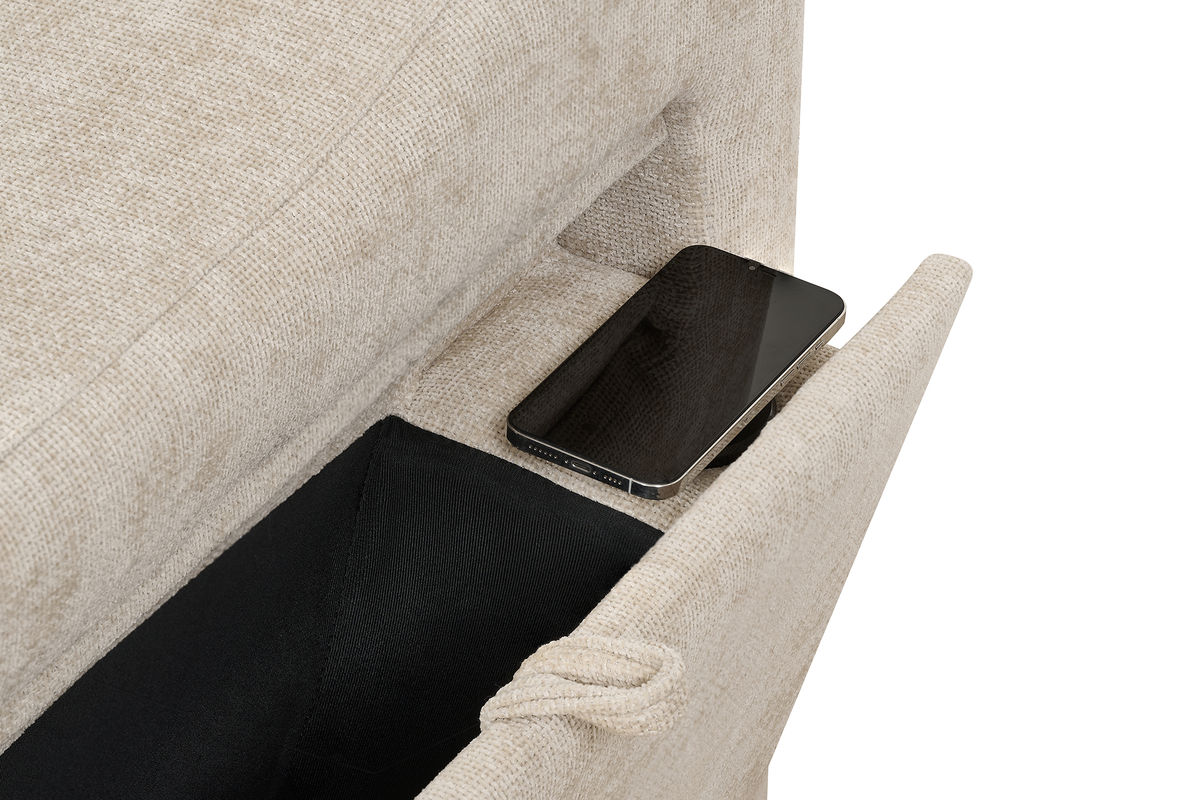 Arthur Light Beige Chenille Fabric Corner Sofabed with Storage – Left Hand Side – gallery view 8