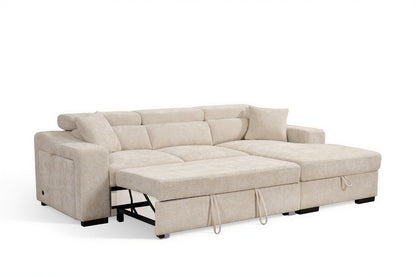 Arthur Light Beige Chenille Fabric Corner Sofabed with Storage – Right Hand Side – gallery view 3