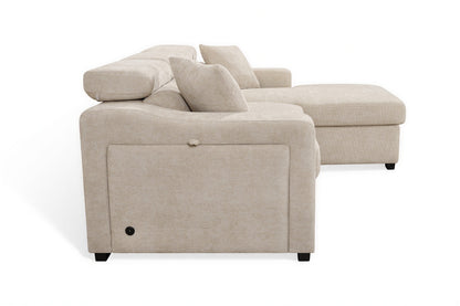 Arthur Light Beige Chenille Fabric Corner Sofabed with Storage – Right Hand Side – gallery view 5