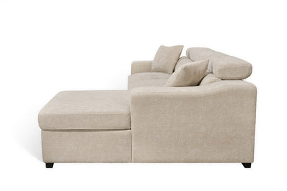 Arthur Light Beige Chenille Fabric Corner Sofabed with Storage – Right Hand Side – gallery view 6