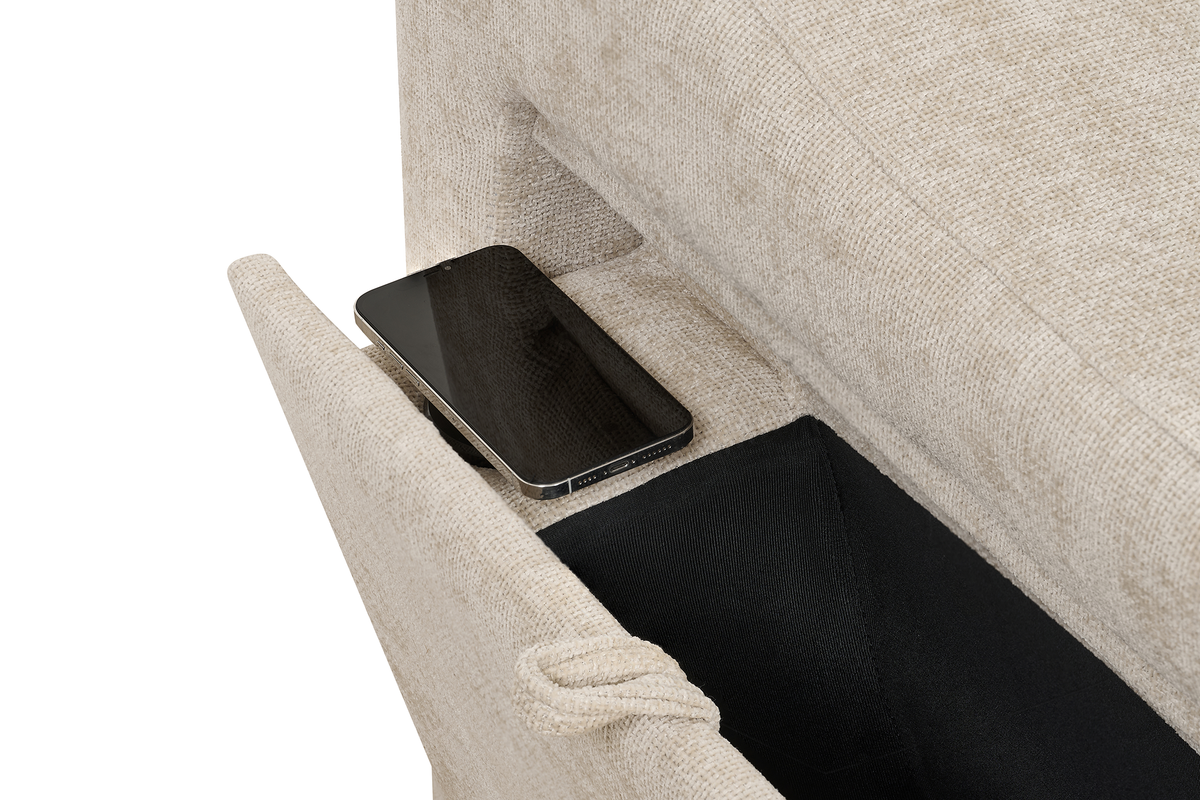 Arthur Light Beige Chenille Fabric Corner Sofabed with Storage – Right Hand Side – gallery view 8