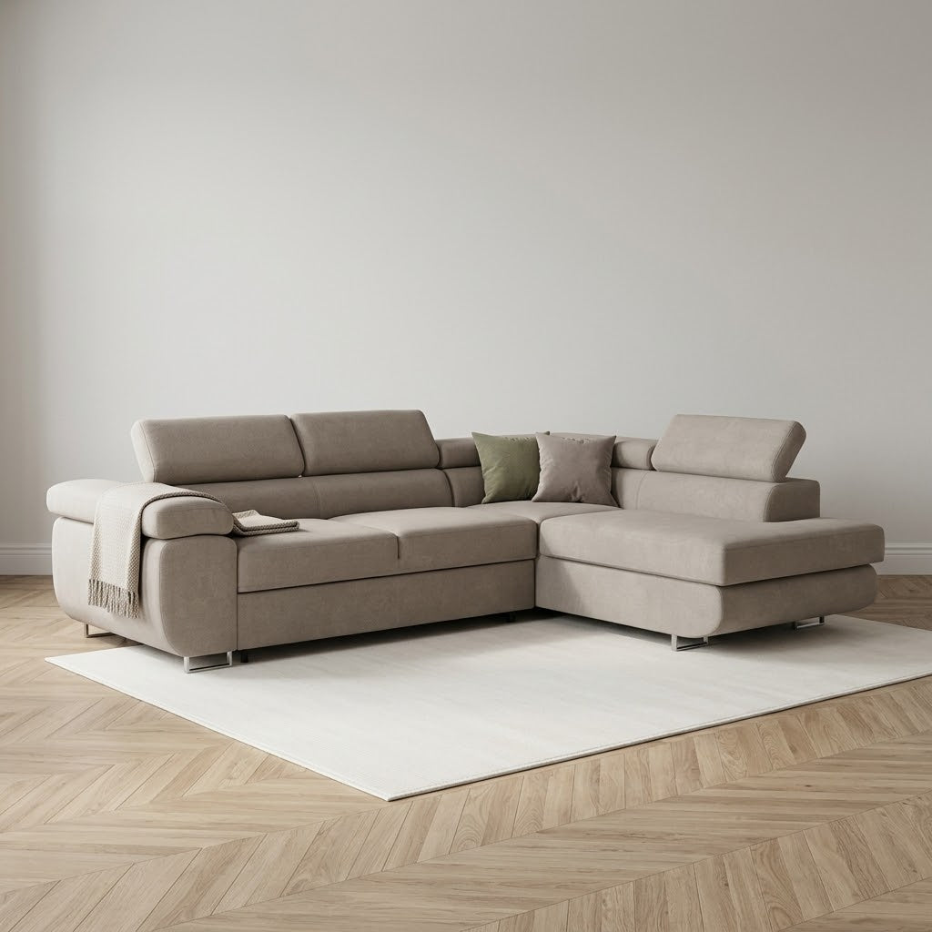Asto Right Hand Corner Sofa - Taupe — main lifestyle image