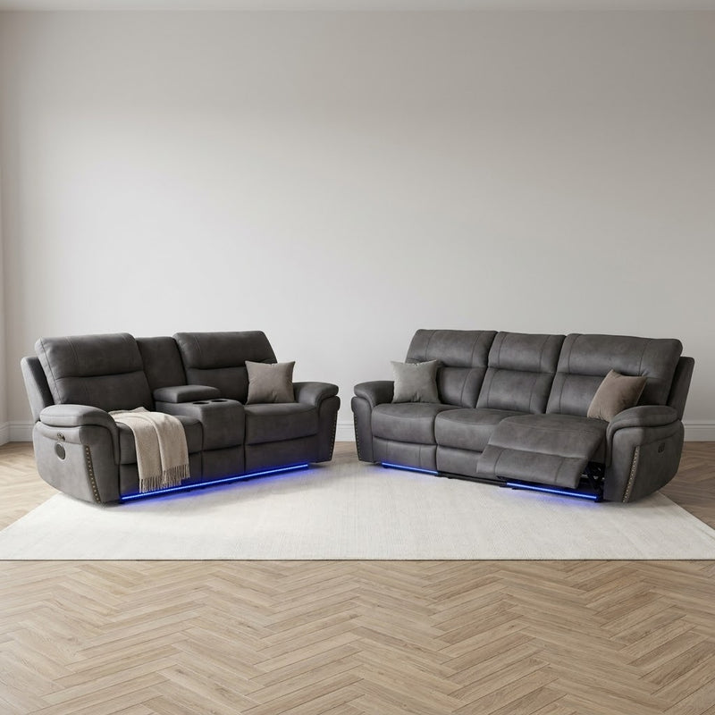 Atlantic 3+2 Grey Fabric Electric Recliner Sofa
