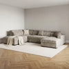 August U Shape Style Storage Sofa Bed With Ottoman - Beige Chenille - main image
