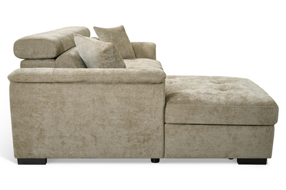 Beige Chenille Fabric Corner Sofabed with Storage