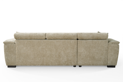 Beige Chenille Fabric Corner Sofabed with Storage