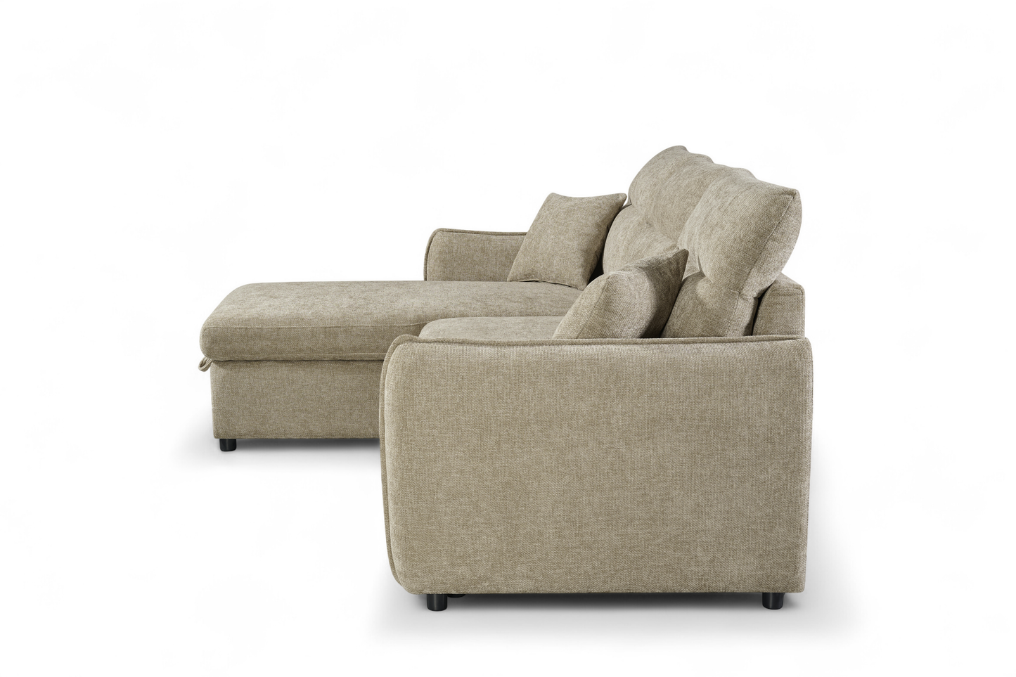 Archie Beige Chenille Fabric Corner Sofabed with Storage