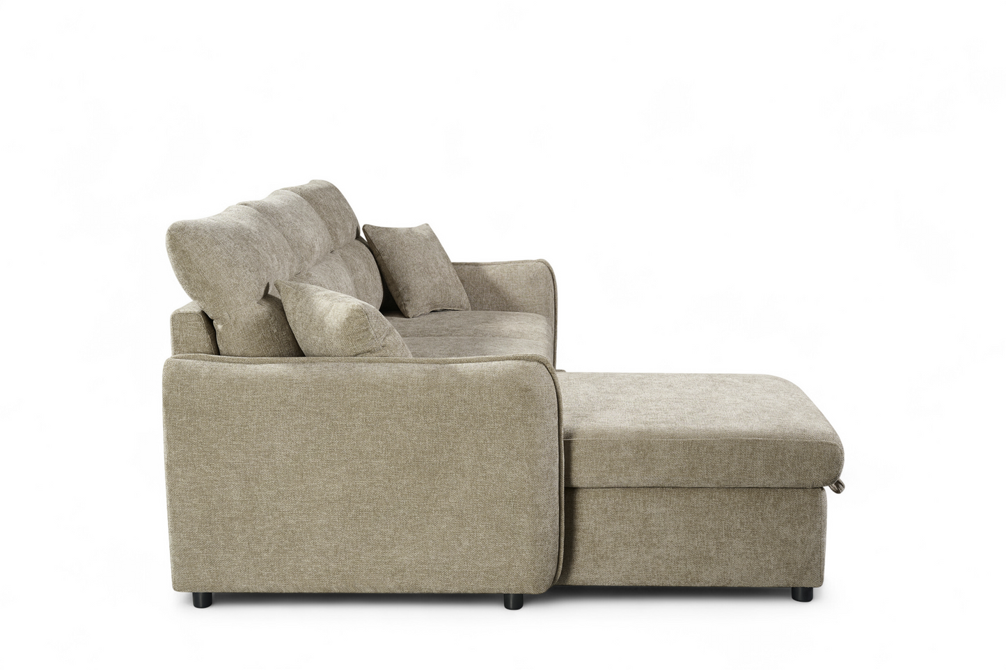 Archie Beige Chenille Fabric Corner Sofabed with Storage