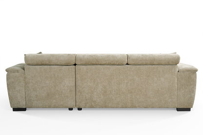 Beige Chenille Fabric Corner Sofabed with Storage