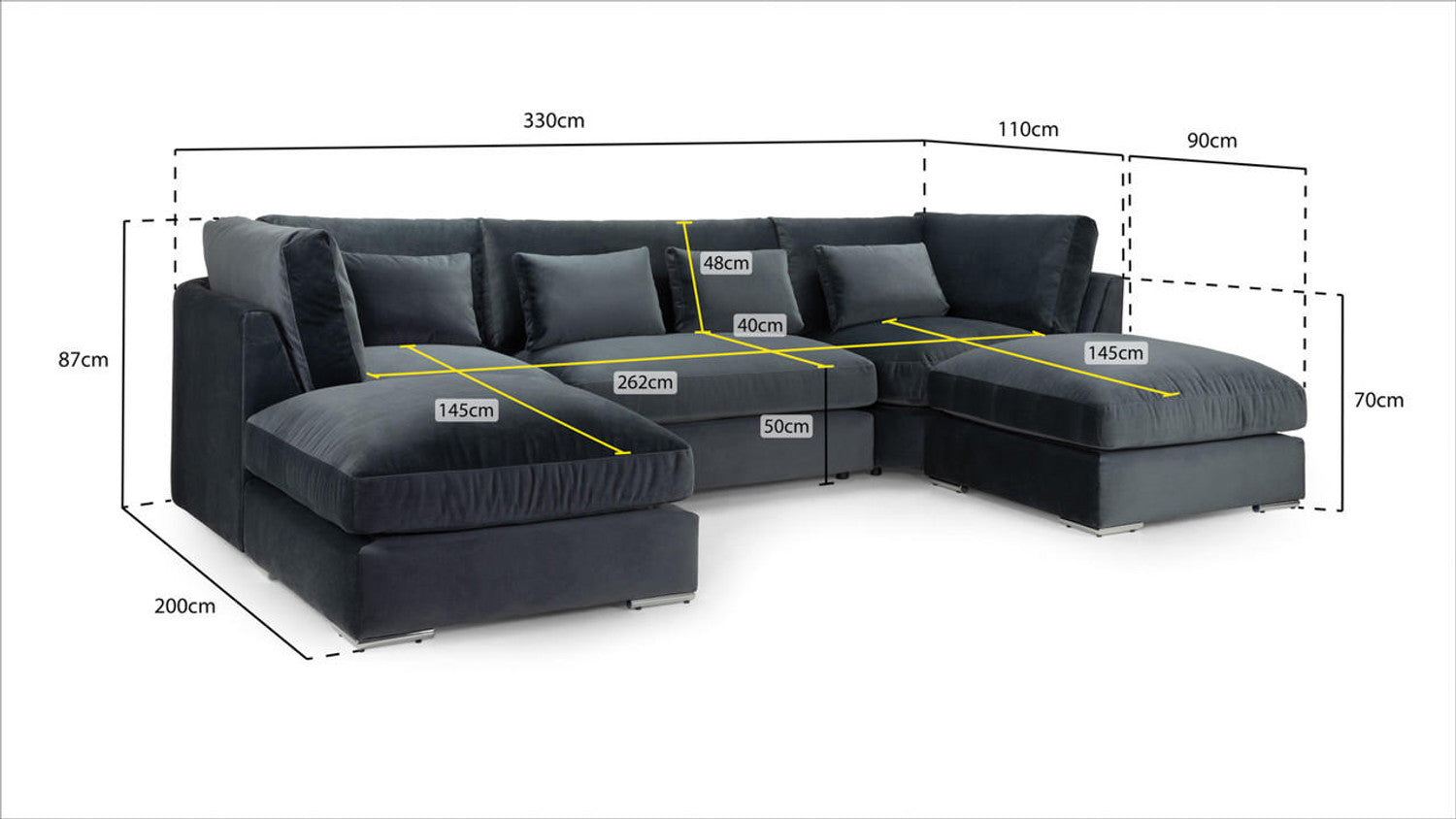 Belgravia Slate U Shape Corner Sofa