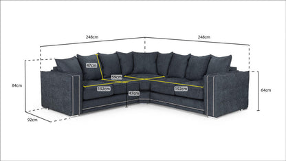 Bentley Charcoal Large Corner Sofa