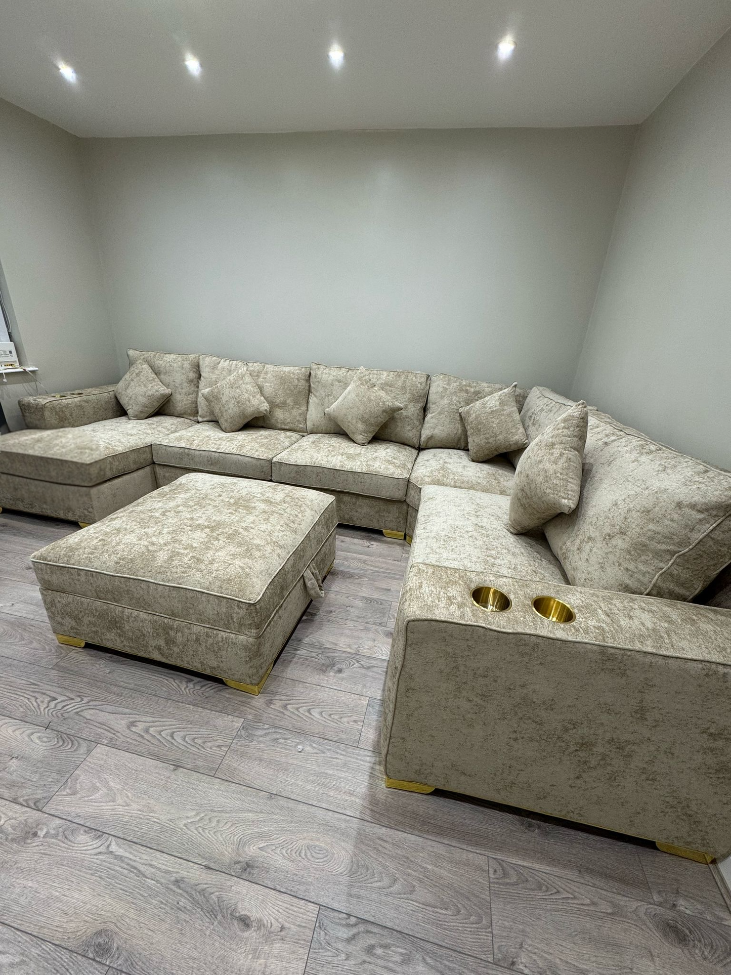 Bespoke Corner Sofa With Cup Holders Or U Shape Chaise Cinema Sofa