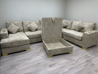 Bespoke Corner Sofa With Cup Holders Or U Shape Chaise Cinema Sofa