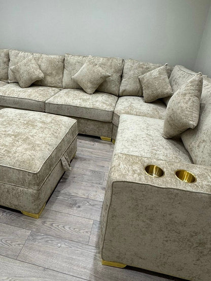 Bespoke Corner Sofa With Cup Holders Or U Shape Chaise Cinema Sofa