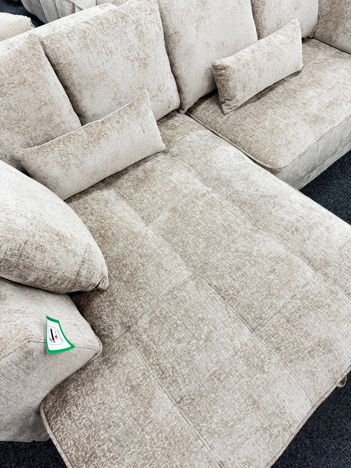 Brooklyn Light Beige left-hand electric storage sofa bed, upholstery and seat cushion detail
