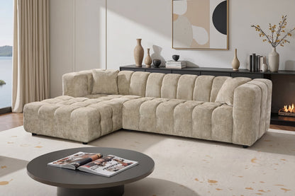 Bubble Corner Sofa – Beige Chenille – left-hand room view