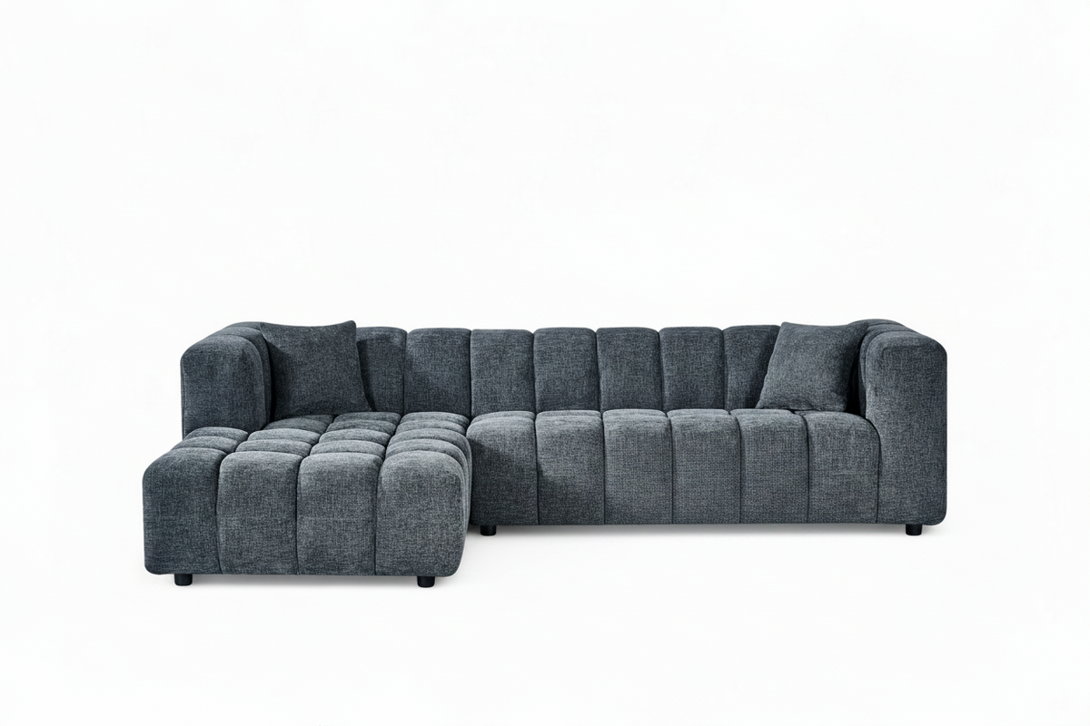 Bubble Corner Sofa – Pale Blue Chenille – left-hand detail view 2
