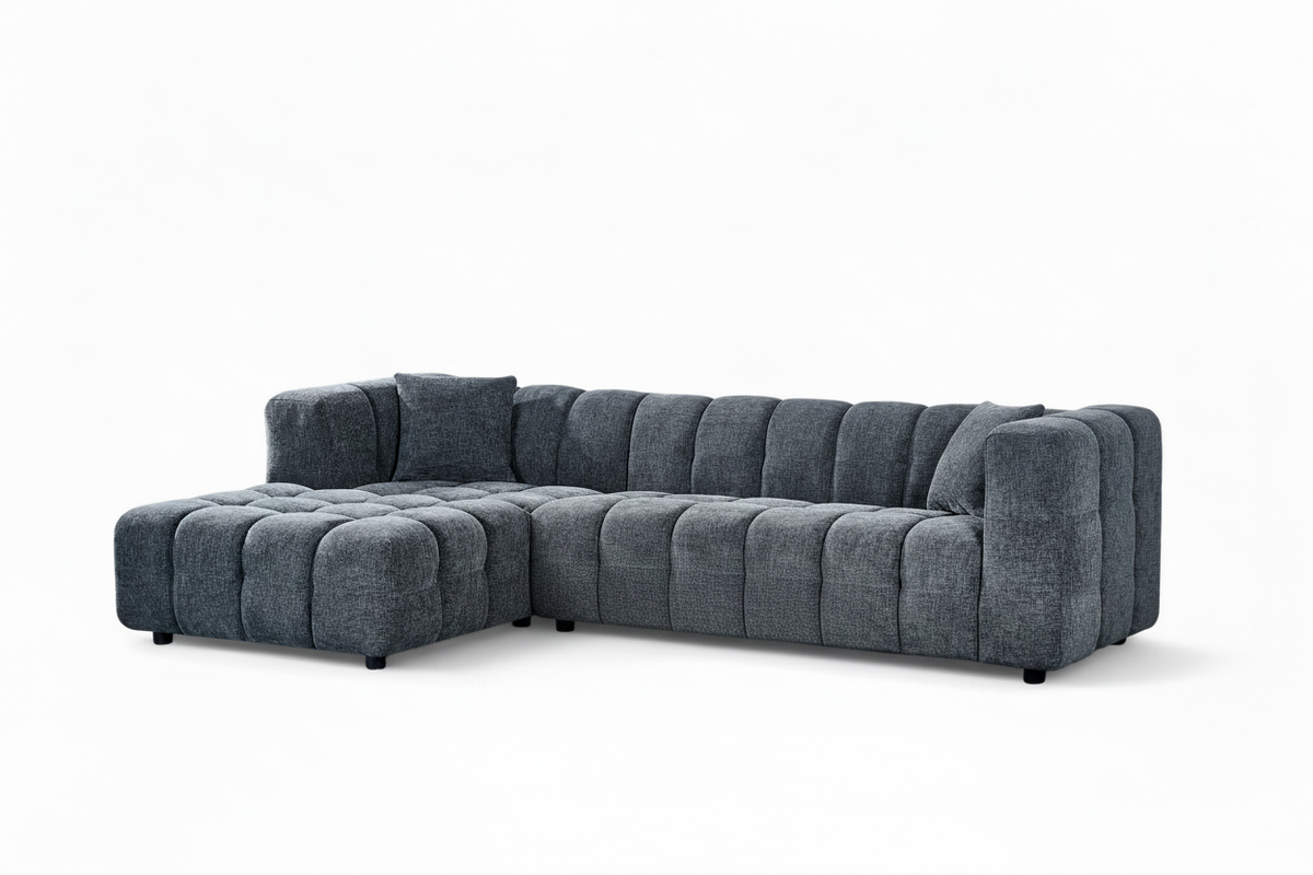 Bubble Corner Sofa – Pale Blue Chenille – left-hand detail view 3