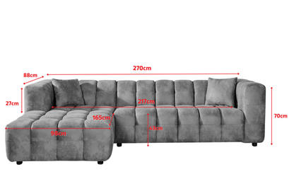 Bubble Corner Sofa left-hand dimension diagram, shown in Grey