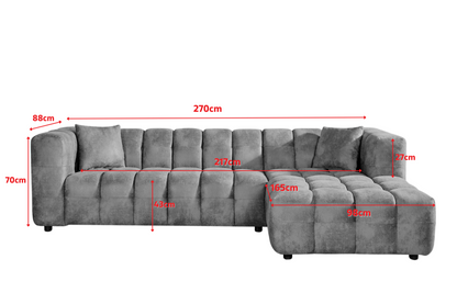 Bubble Corner Sofa right-hand dimension diagram, shown in Grey