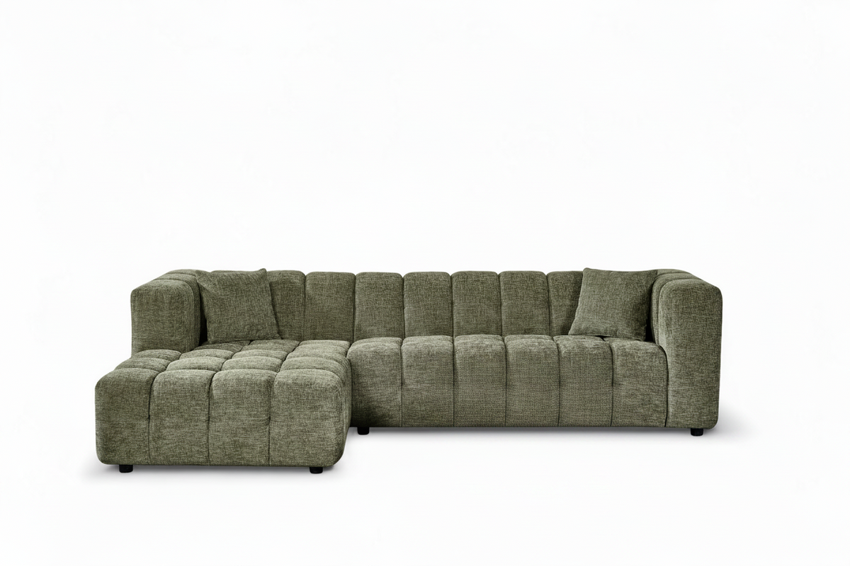 Bubble Corner Sofa – Sage Green Chenille – left-hand detail view 2