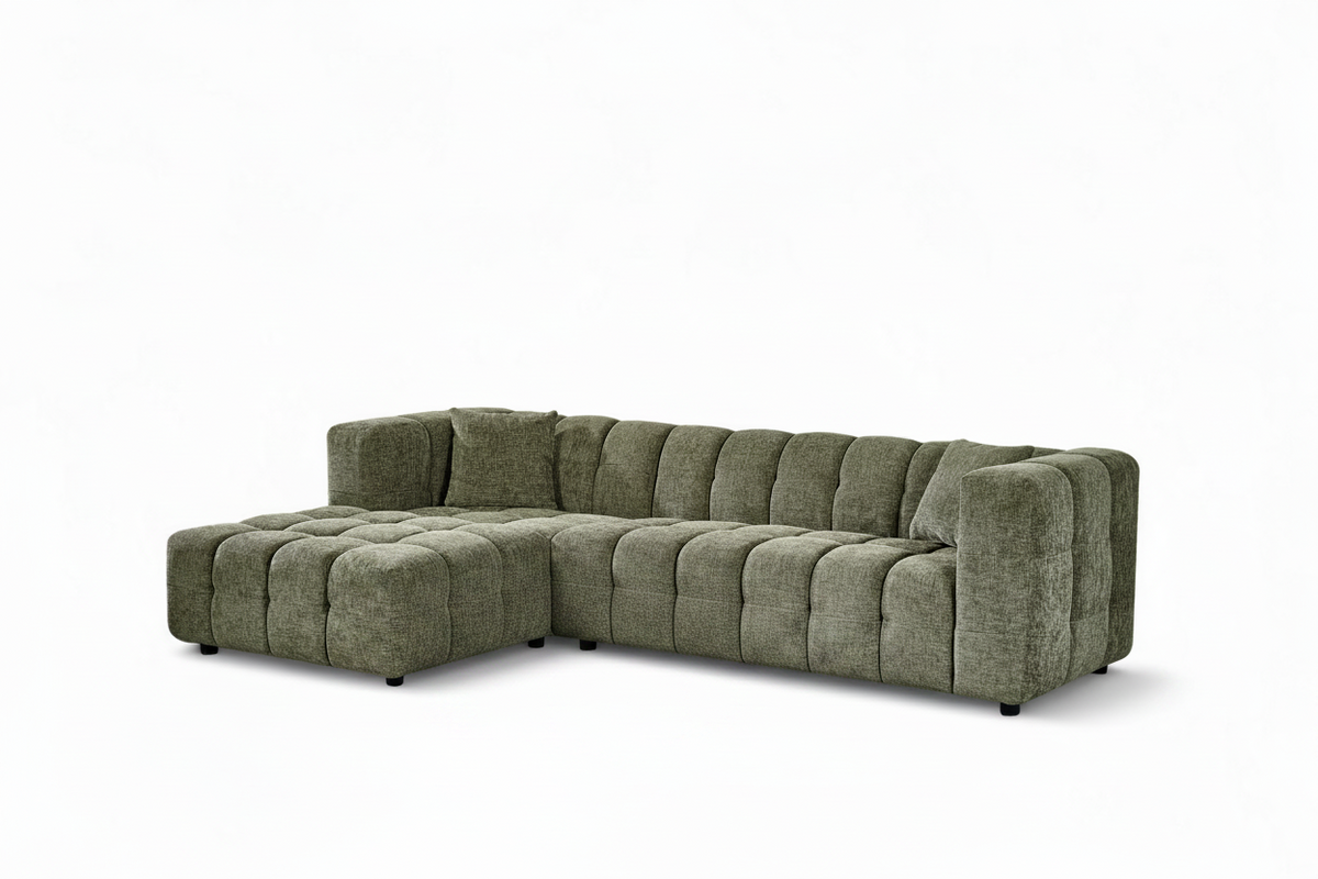 Bubble Corner Sofa – Sage Green Chenille – left-hand detail view 3
