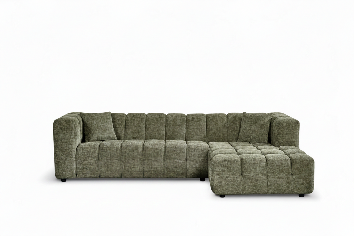 Bubble Corner Sofa – Sage Green Chenille – right-hand detail view 2