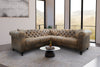 Camden Faux Leather Suede Brown 2C2 Chesterfield Corner Sofa With Wooden Feet