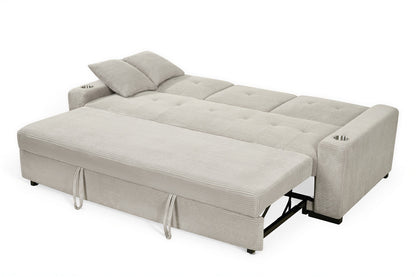 Charles 3 Seater Sofa Bed - Beige Jumbo Cord – gallery view 2