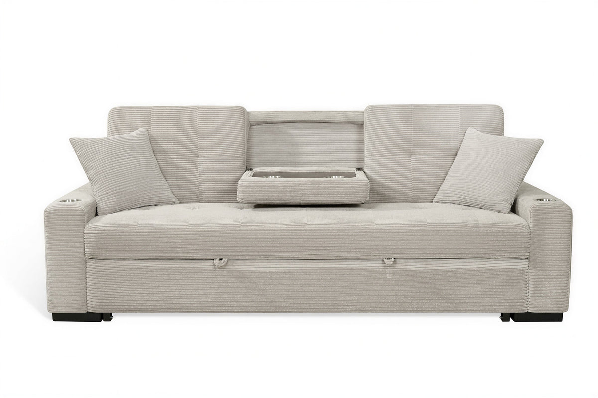 Charles 3 Seater Sofa Bed - Beige Jumbo Cord – gallery view 6