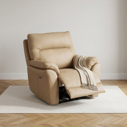 Cinecitta 1 Seater Electric Recliner Chair - Beige Leather
