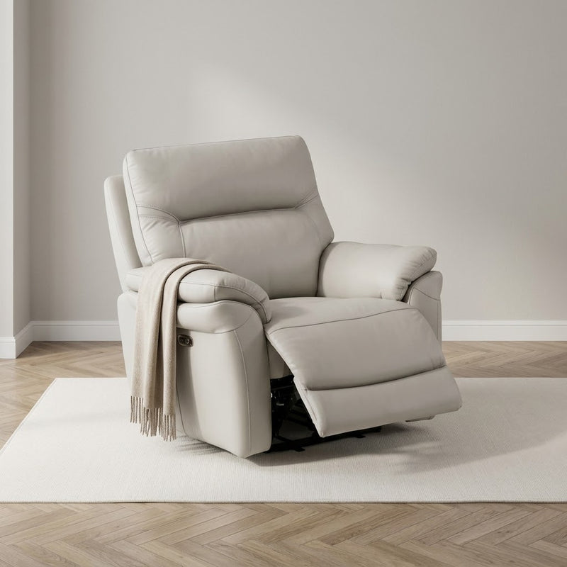 Cinecitta 1 Seater Electric Recliner Chair - Grey Leather