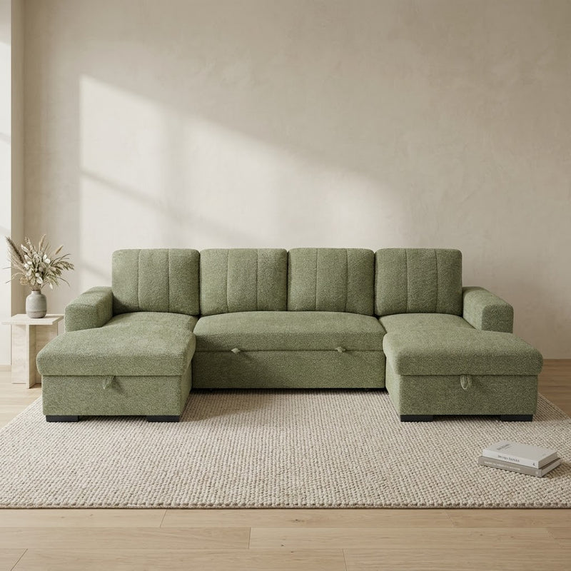 Como U Shape Sofa Bed - Green