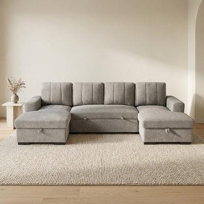 Como U Shape Sofa Bed with Storage in Grey
