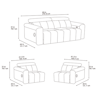 Ohio Beige 3 Seater Power Slider Sofa