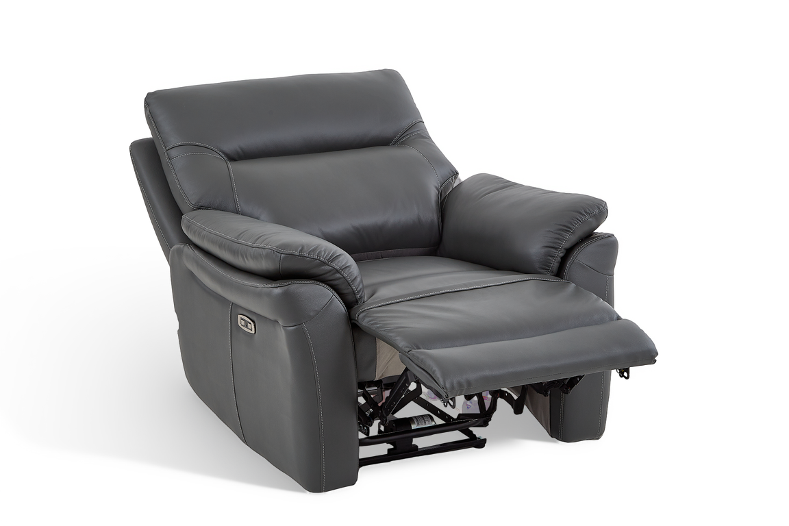 Cinecitta 1 Seater Electric Recliner Chair - Dark Grey Leather - Image 4