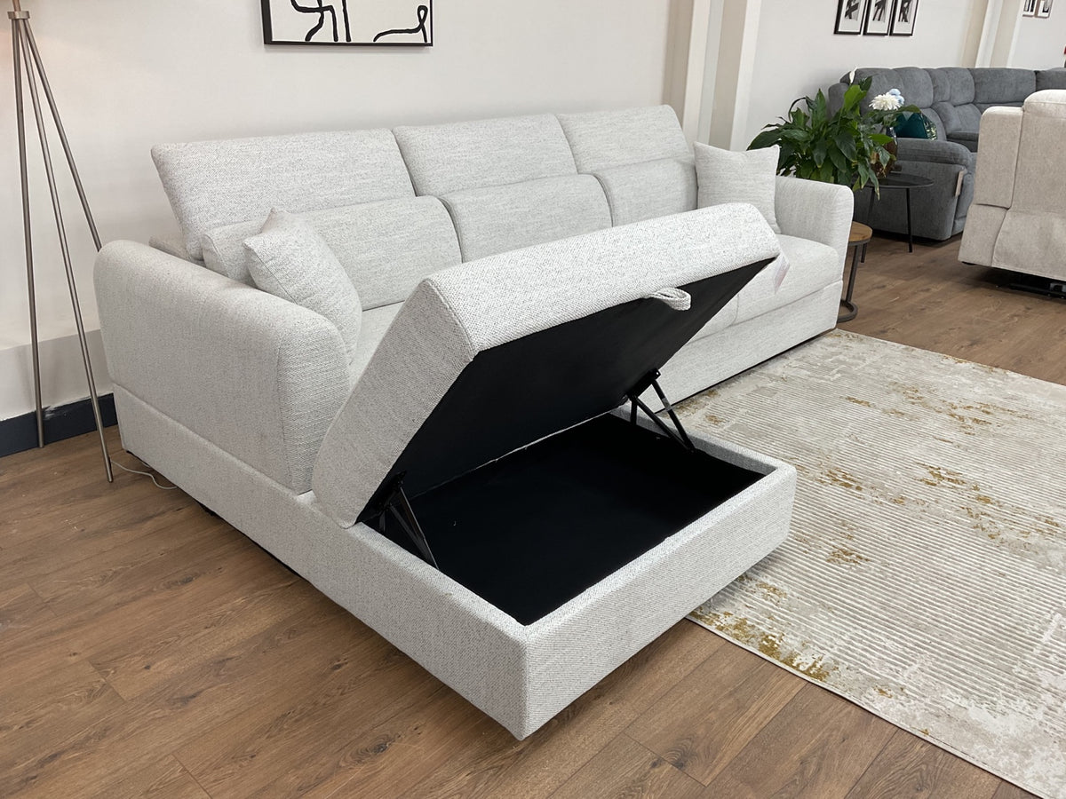 Dexter chaise storage viewed from the front corner