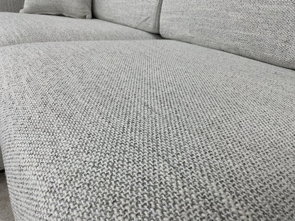 Close-up of Dexter beige textured weave fabric